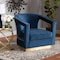Baxton Studio Neville Modern Luxe and Glam Navy Blue Velvet Fabric Upholstered and Gold Finished Metal Armchair 190-11615-ZORO - alternate 1
